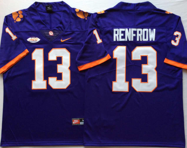 NCAA Men Clemson Tigers Purple 13 RENFROW